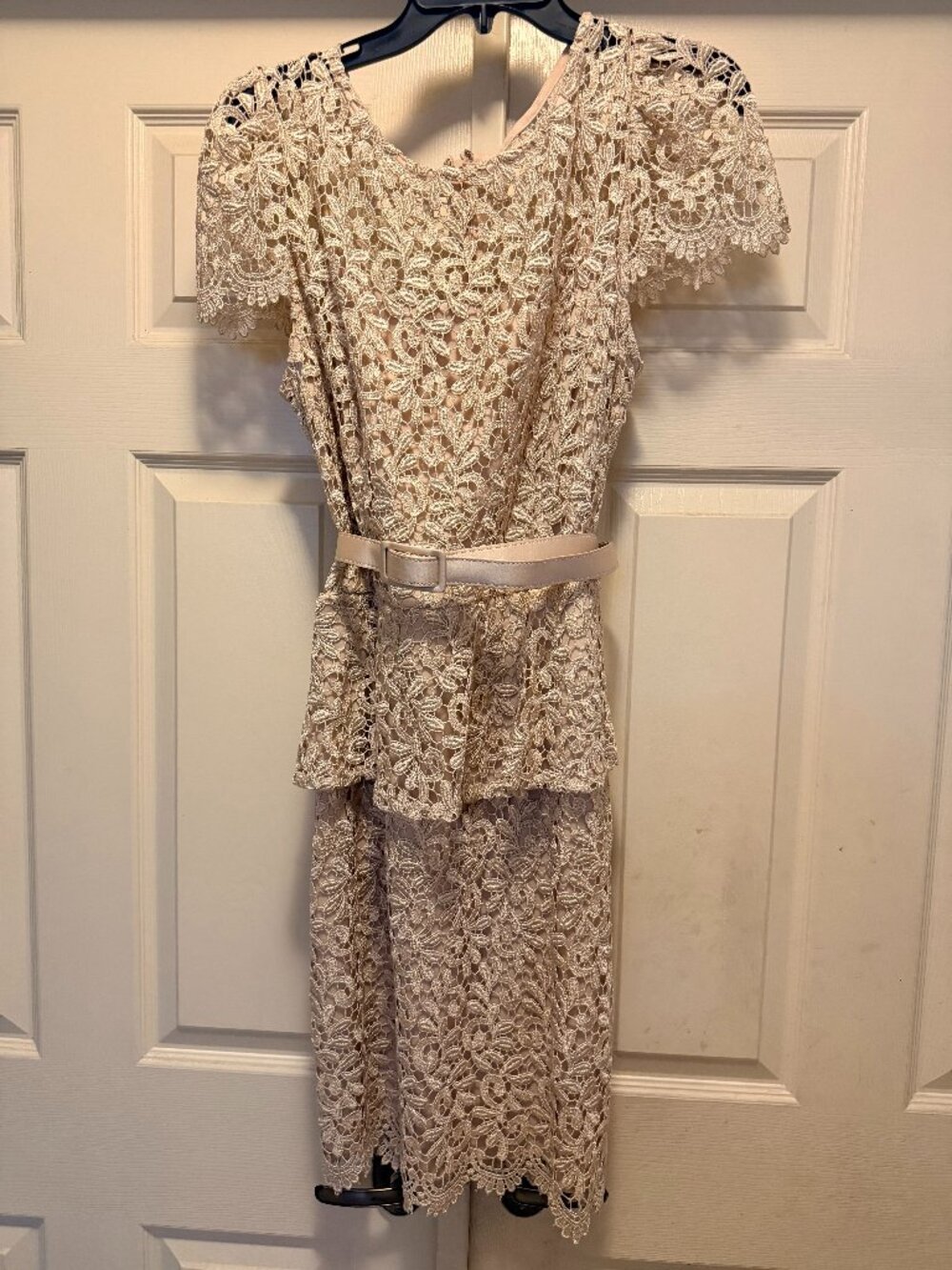 Betsy & Adam Peplum Sequin Lace Dress